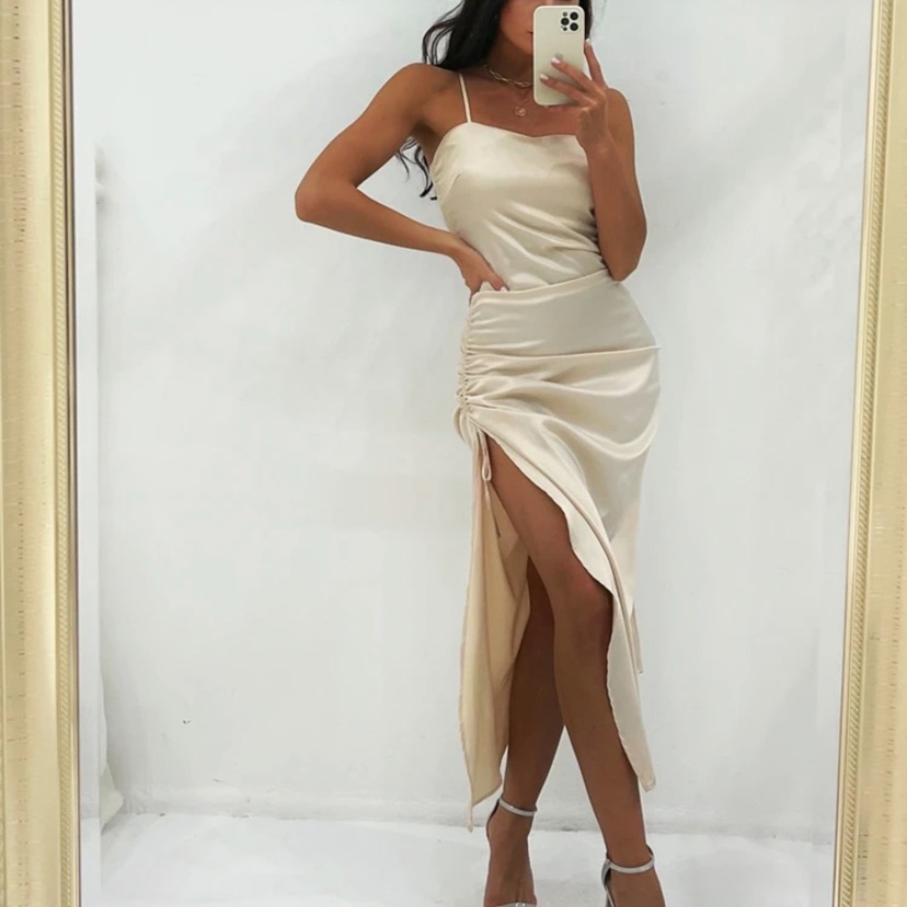 Satin slit dress